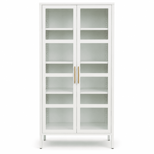 WLS SWING GLASS DOOR CABINET, WHITE 1800X800X350MM